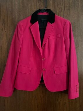 Talbots Fuscia Blazer with Black Velvet Collar